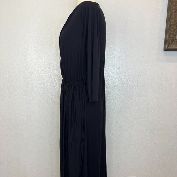 Lane Bryant Dress Plus Sz 14/16 Teal Blue V Neck Surplice Hi Lo Draped Hem - Picture 3 of 7